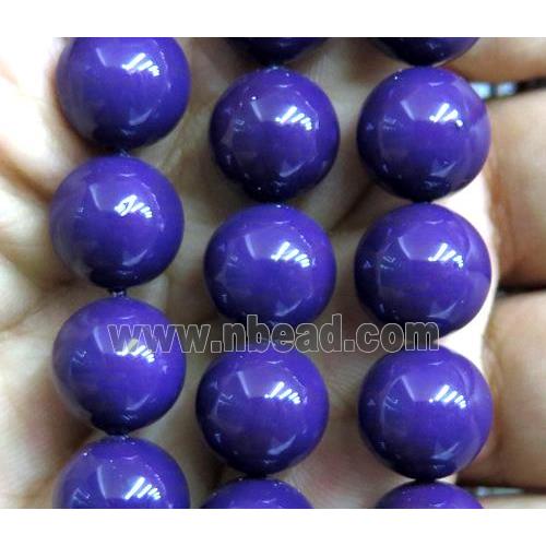 purple Pearlized Shell Beads, round