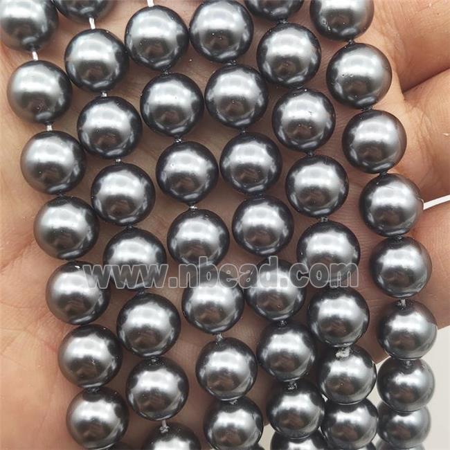 Deepgray Pearlized Shell Beads Smooth Round