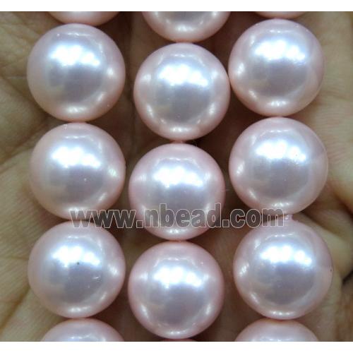 pink Pearlized Shell Beads, round