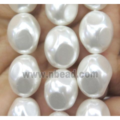 Pearlized Shell Bead, faceted oval