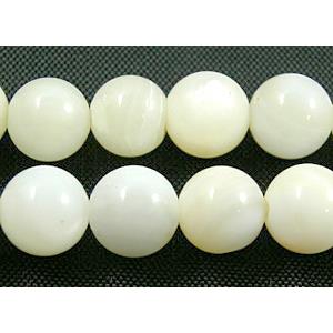 freshwater shell beads, round, dyed, white