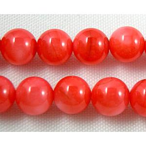 freshwater shell beads, round, dyed, ruby