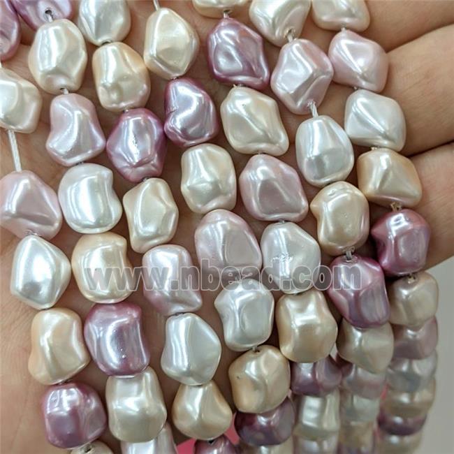 Pearlized Shell Beads Freeform Mixed Color