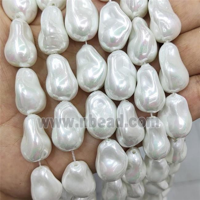 Baroque Style White Pearlized Shell Beads Freeform