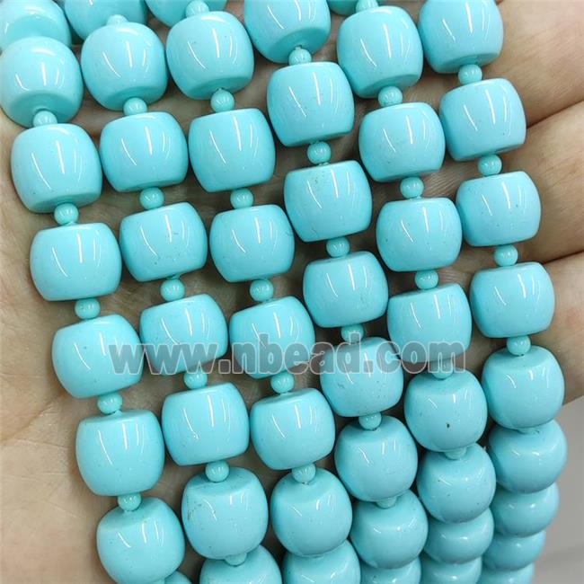 Pearlized Shell Beads Barrel Blueturq Dye