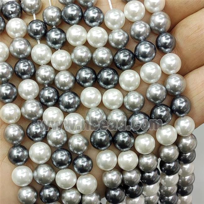 Pearlized Shell Beads Smooth Round Mixed Color