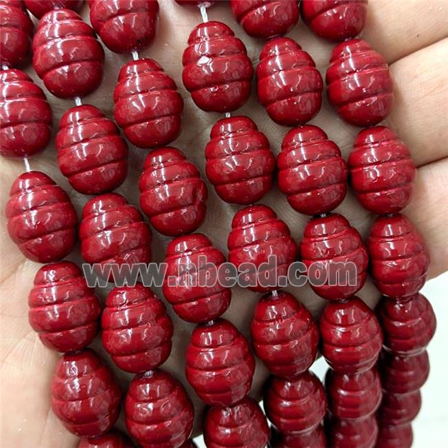 Baroque Style Pearlized Shell Barrel Beads Screw Red Dye