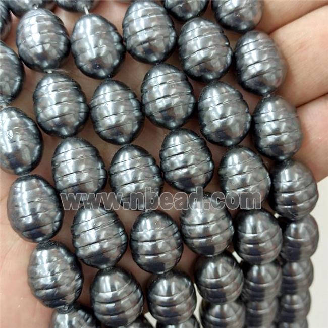 Baroque Style Pearlized Shell Barrel Beads Screw Black Dye