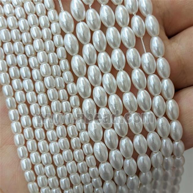 White Pearlized Shell Rice Beads