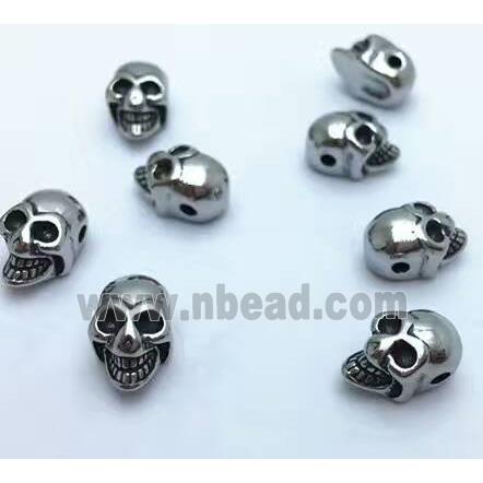 stainless steel skull bead, Antique silver