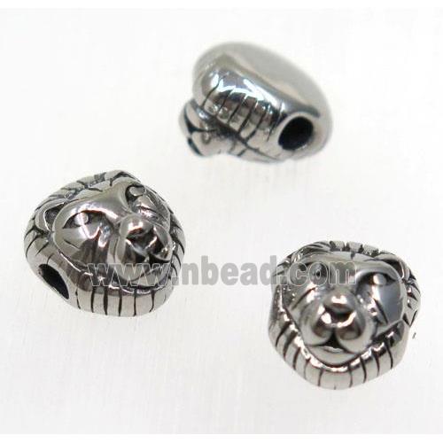 stainless steel lion beads, Antique silver