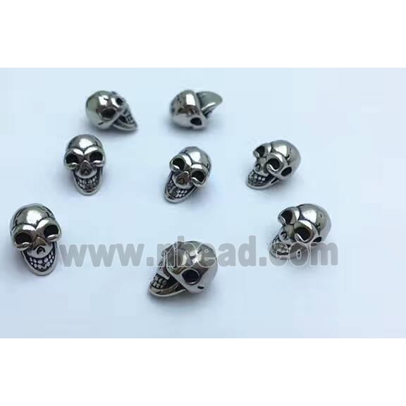 stainless steel skull bead, Antique silver