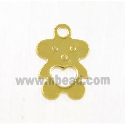 stainless steel bear tag pendant, gold plated