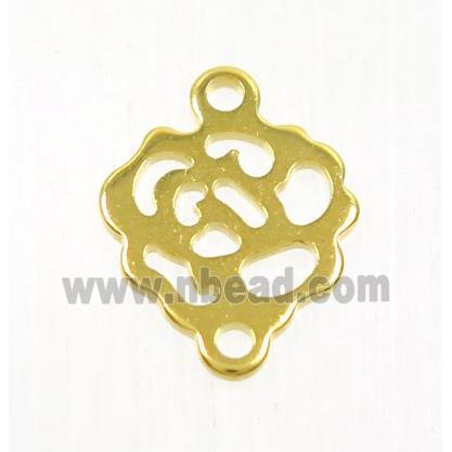 stainless steel roseflower pendant, gold plated