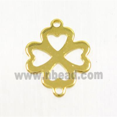 stainless steel connector, four-leaf Clover, gold plated