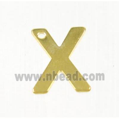 stainless steel letter X pendant, gold plated
