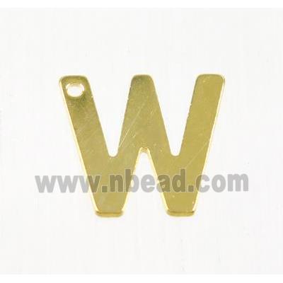 stainless steel letter W pendant, gold plated