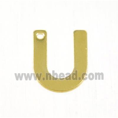 stainless steel letter U pendant, gold plated