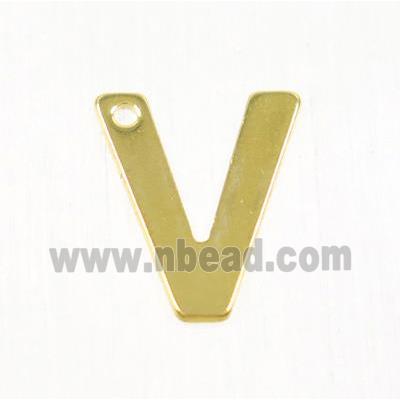 stainless steel letter V pendant, gold plated