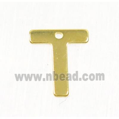 stainless steel letter T pendant, gold plated