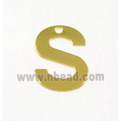 stainless steel letter S pendant, gold plated