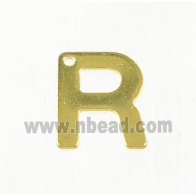 stainless steel letter R pendant, gold plated