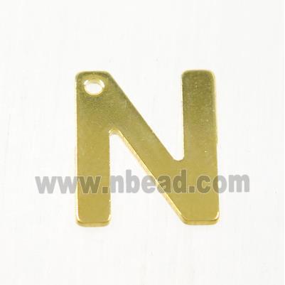 stainless steel letter N pendant, gold plated