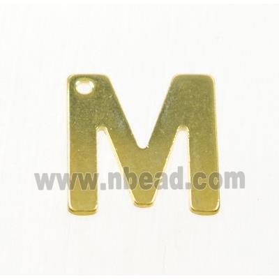 stainless steel letter M pendant, gold plated