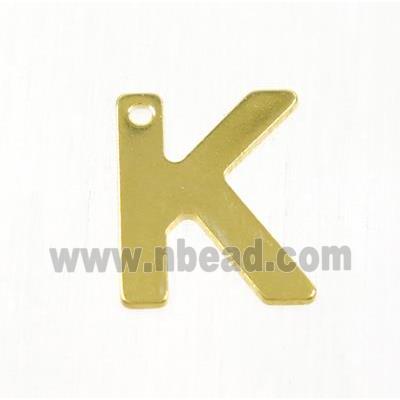 stainless steel letter K pendant, gold plated