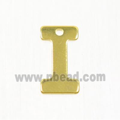 stainless steel letter I pendant, gold plated