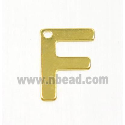 stainless steel letter F pendant, gold plated
