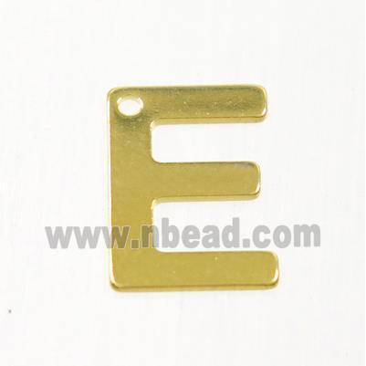 stainless steel letter E pendant, gold plated