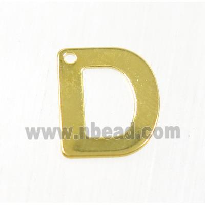 stainless steel letter D pendant, gold plated