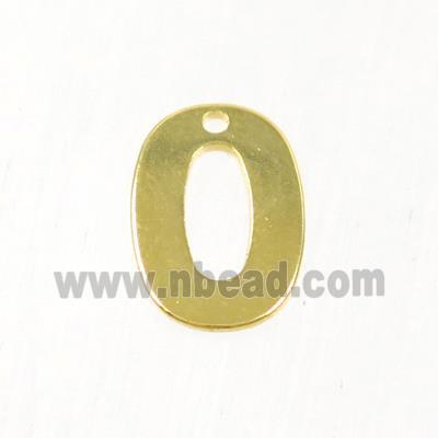 stainless steel number 0 pendant, gold plated