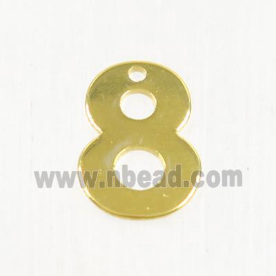 stainless steel number 8 pendant, gold plated