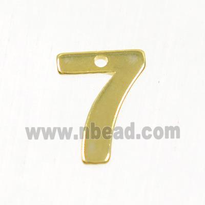 stainless steel number 7 pendant, gold plated