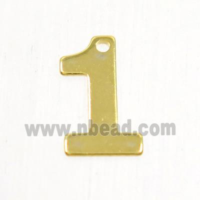 stainless steel number 1 pendant, gold plated