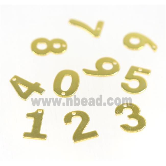 stainless steel number pendant, gold plated
