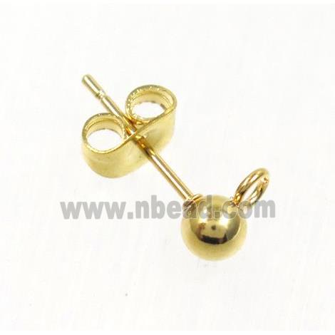 stainless steel earring studs, gold plated