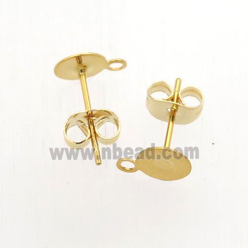 stainless steel studs earring with pad, gold plated