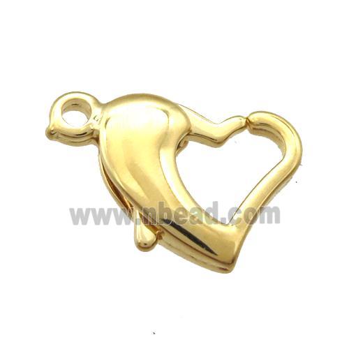 stainless steel heart Lobster Clasp, gold plated