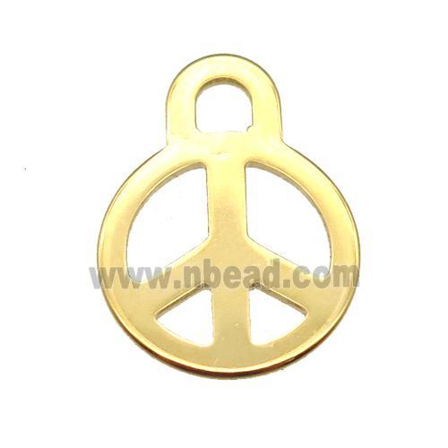 stainless steel stampings pendant, peace sign, gold plated