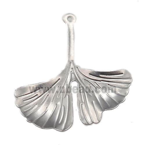 raw stainless steel leaf pendant