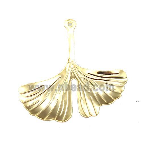 stainless steel leaf pendant, gold plated