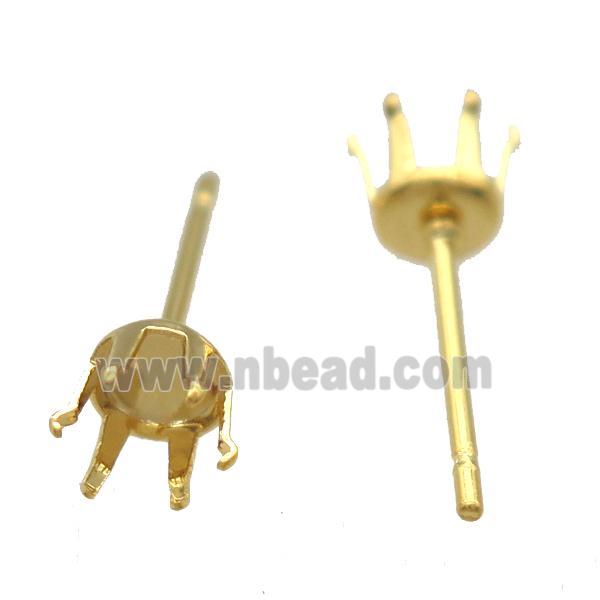 stainless steel Stud Earrings, gold plated