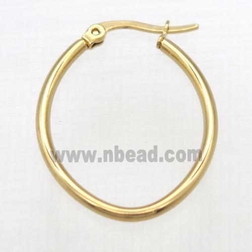 stainless steel Hoop Earrings, oval, gold plated