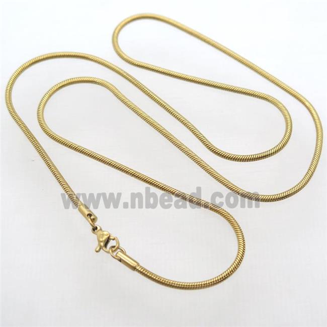 Stainless Steel Necklace Chain, Snake, Gold Plated