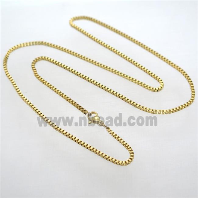 stainless steel necklace chain, box, gold plated