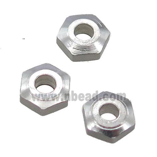 raw stainless steel spacer beads, hexagon