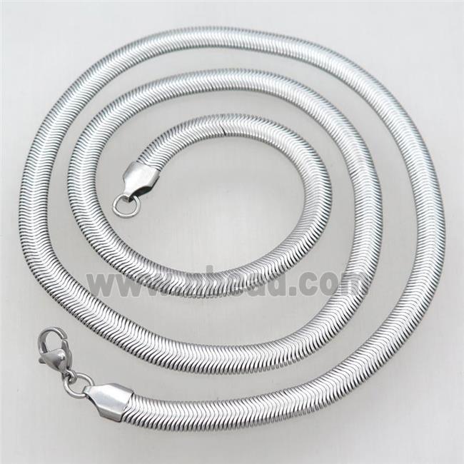 raw Stainless Steel Necklace Chain, flat snake